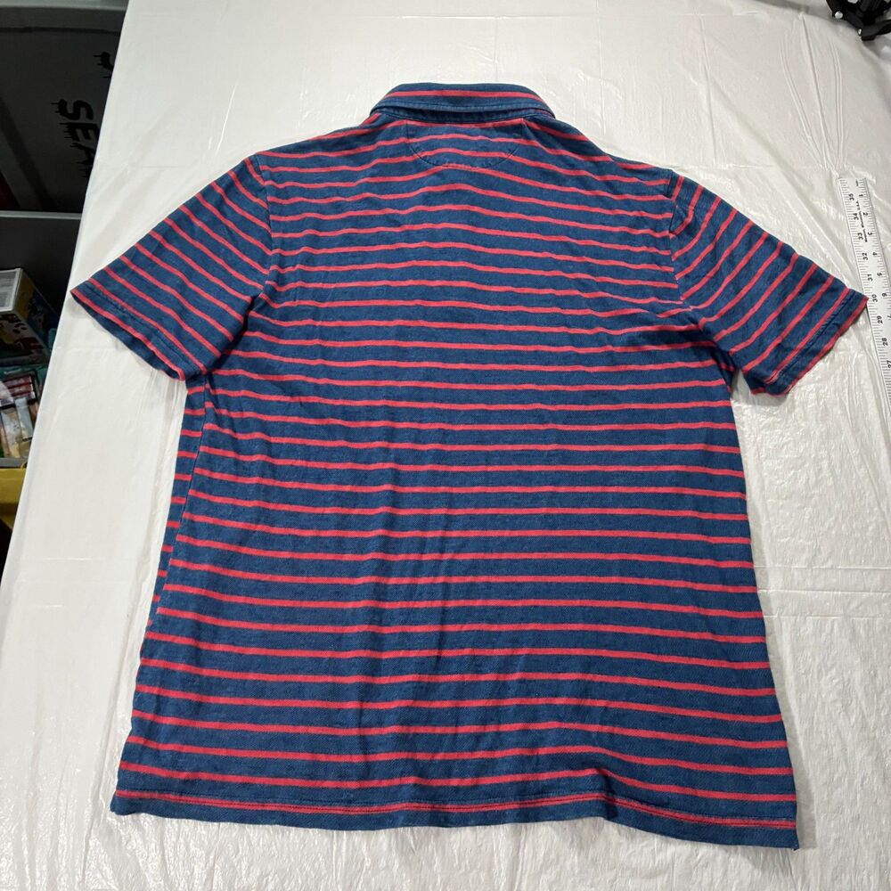 Faherty Breton Polo Shirt Mens Size L Light Blue w/ Pink Stripes Short Sleeve - Picture 4 of 8
